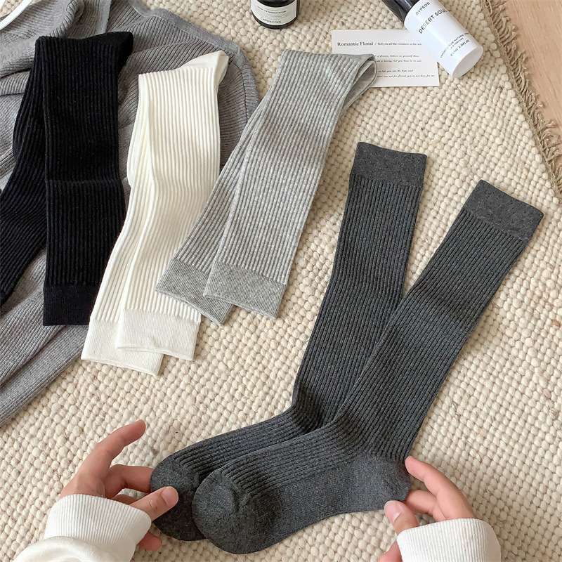 秋冬女微压显瘦百搭堆堆长筒袜