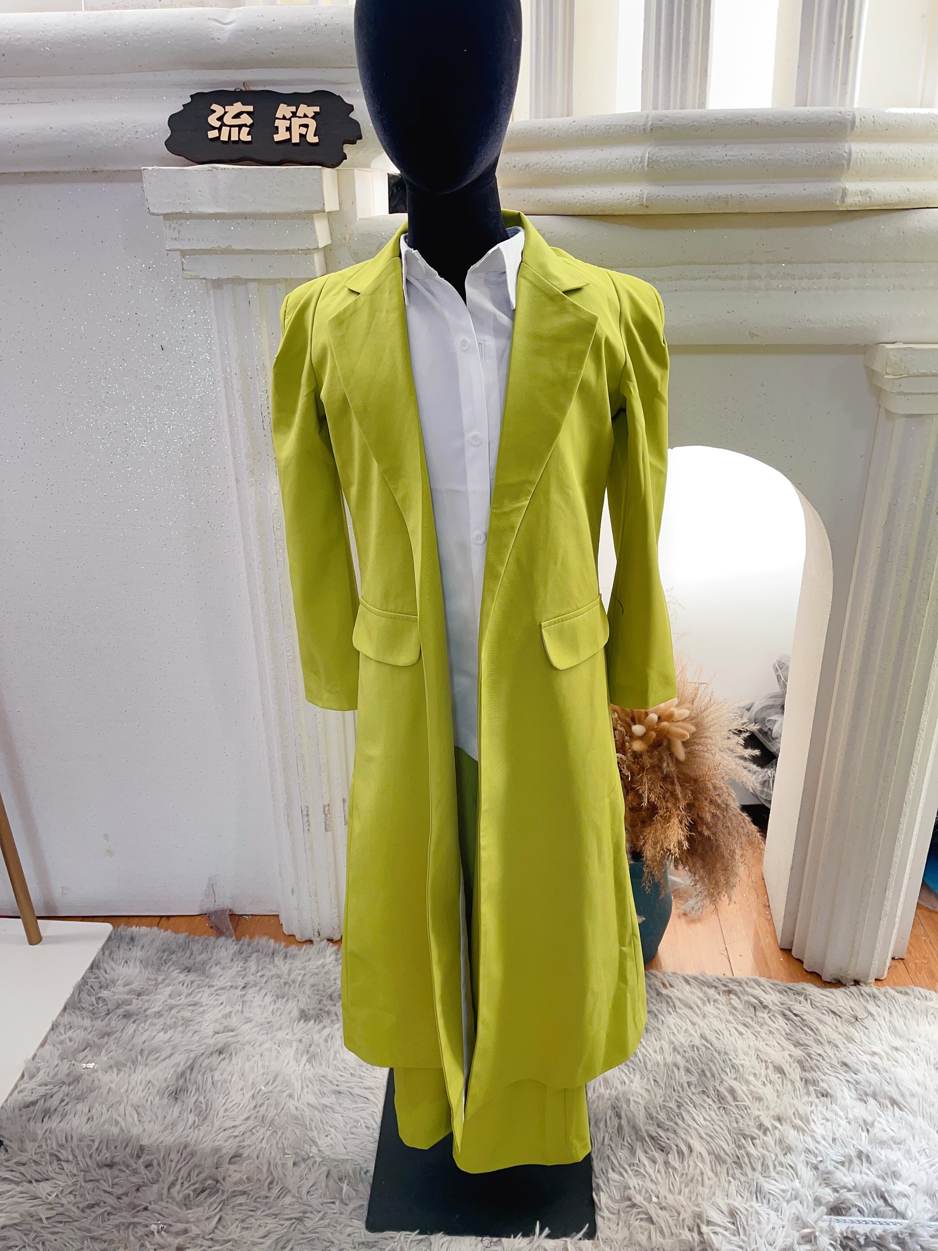 出租出售女童风衣套装潮流时尚百搭绿色走秀套装