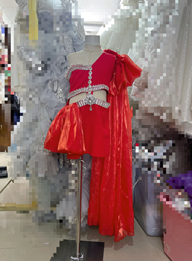 出租出售流筑2025新款重工潮服红色夏季炸街时尚潮流百搭女童走秀