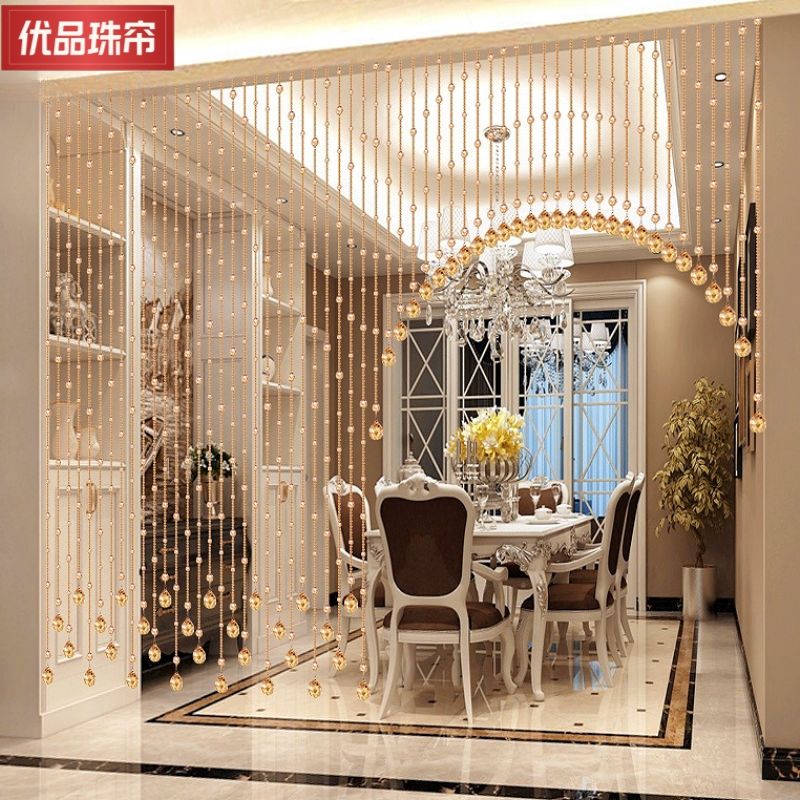 新款水晶珠帘隔断帘客厅玄关门帘过道卫生间卧室阳台装饰免打孔