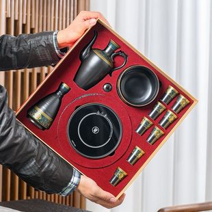 日式微醺温酒器套装酒杯烫酒壶家用温酒壶酒具加热黄酒煮酒器套装