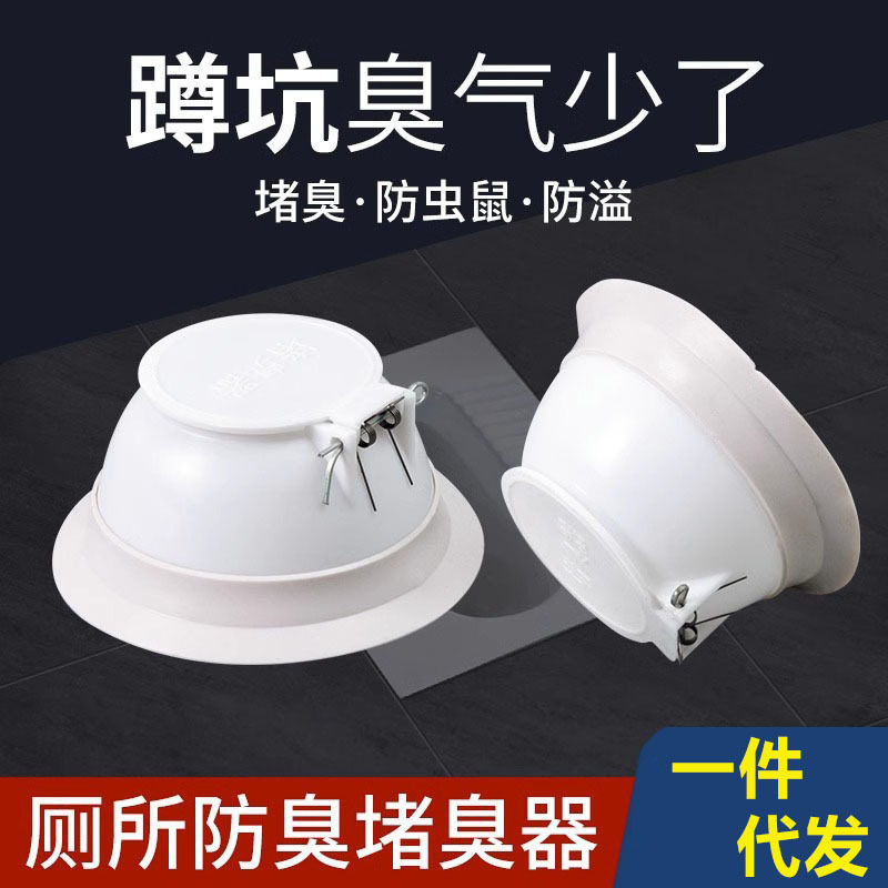 卫生间蹲便器防臭堵臭器堵厕所洞反味大便器堵孔塞除臭便池盖