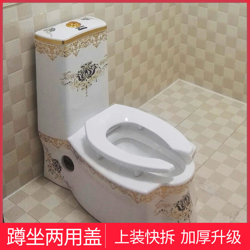 蹲坐两用马桶盖板家用通用水阀配件老式坐便器盖子双用座圈厕所