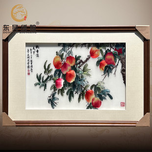 苏州非遗4丝成品挂画桃子桃李满天下书房办公室苏绣刺绣手工装饰