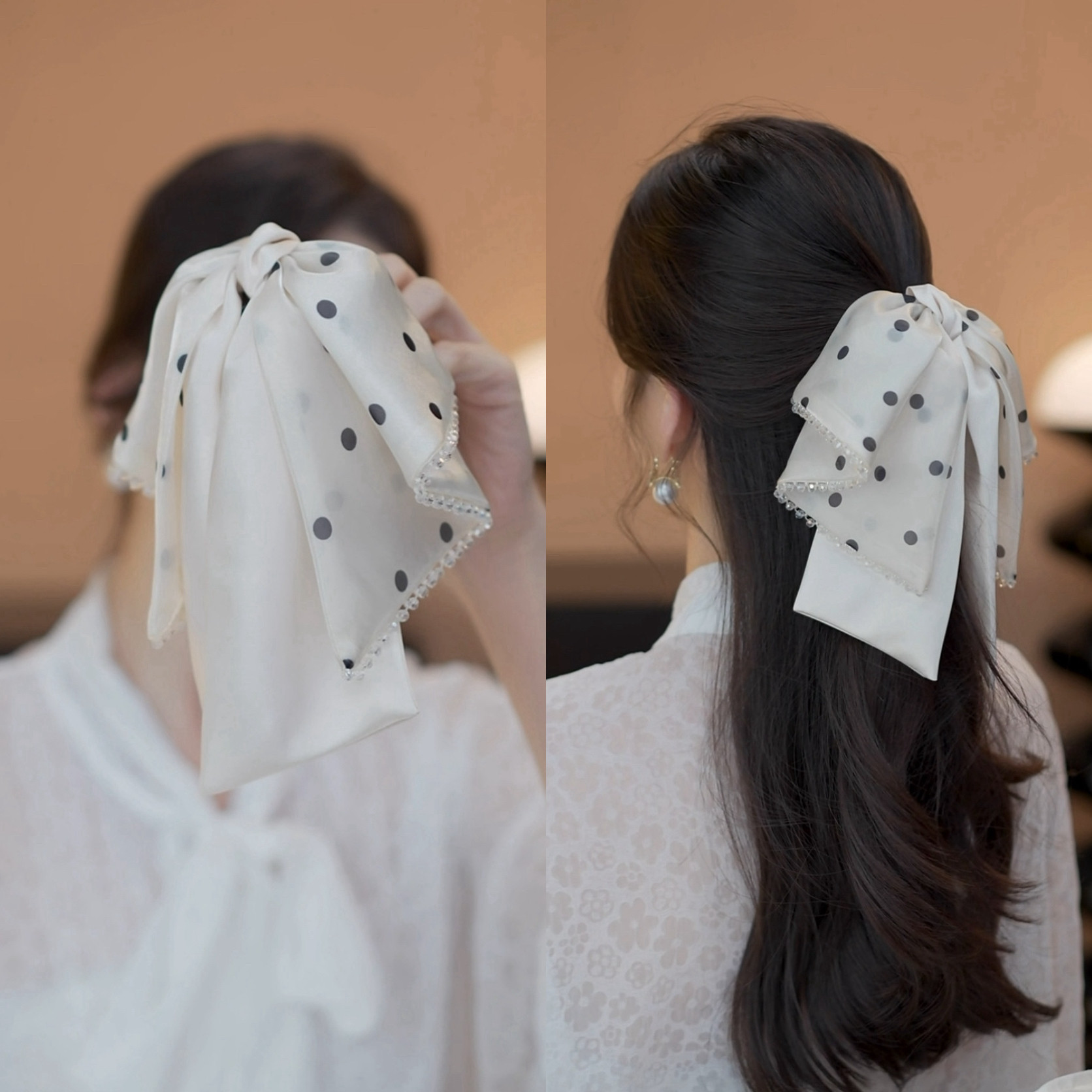 韩系显发量蝴蝶结百搭波点高颅顶白色发饰头饰抓夹气质网红ZJ2026