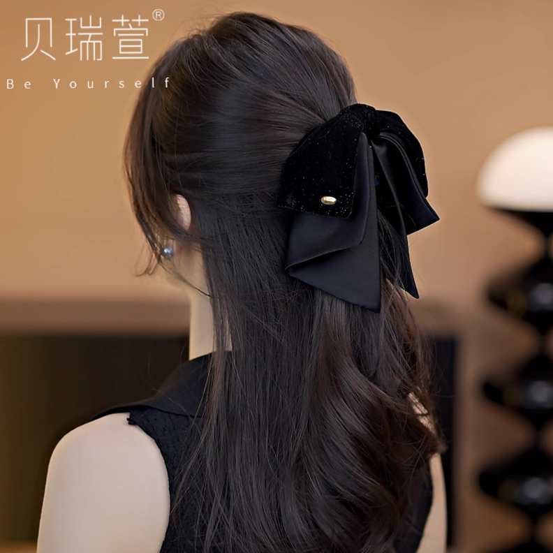 韩版裙摆高级丝绒蝴蝶结抓夹头饰发饰发卡ZJ392