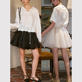 TOP家 层叠灵动欧根纱垂坠飘逸大摆半身裙 复古轻盈 浪漫流动 法式