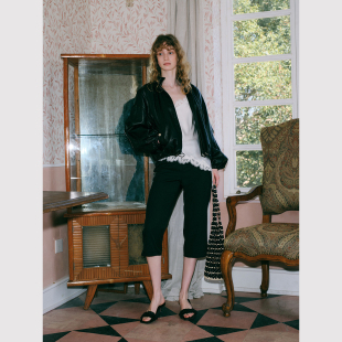 法式 pants 复古经典 黑色直筒铅笔裤 TOP家 七分裤 时髦人B败capri