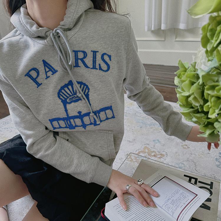 TOP家时髦小众 学院风别致领口镂空立体字母绣花抽绳连帽卫衣秋冬