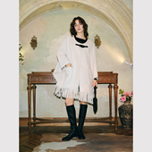 TOP家 大摆量流苏斗篷外套大衣 复古重工羊毛双面呢 律动美感 法式