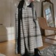 复古文艺 TOP家 法式 TR单面拉毛格雷系灰调格子造型感大摆半身裙