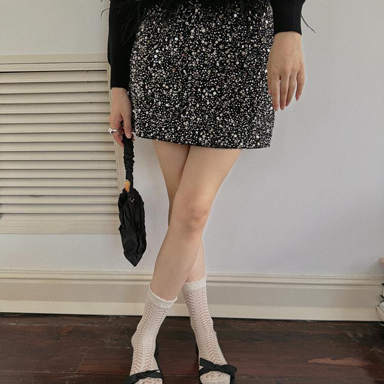 TOP家羊毛钉珠银河满天星半裙