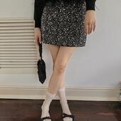 法式 TOP家 星光璀璨 浪漫复古重工钉珠银河满天星羊毛半身裙2023