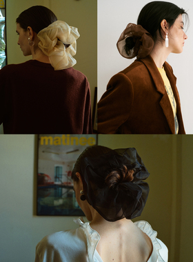 TOP家 年度爱用 法式浪漫复古 真丝欧根纱简约高质感超大直径发圈