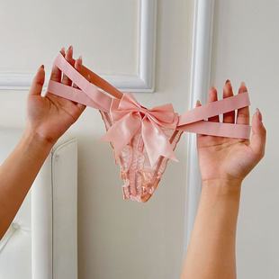 日系纯欲甜美可爱少女网纱丁字裤 个性 大蝴蝶结约会小心机三角内裤