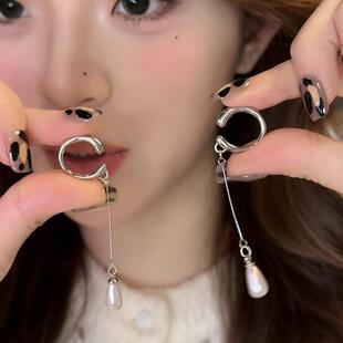 长款流苏链条珠珠无耳洞耳骨夹女冷淡风百搭简约耳挂小众耳饰耳夹