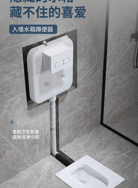 隐藏式95071水箱嵌入式蹲坑便池蹲便器大便器入墙式冲水箱