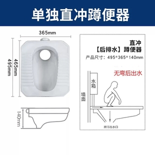 农村改造老款陶瓷大便器化粪池小户型蹲便器旱厕直通无弯管后排水