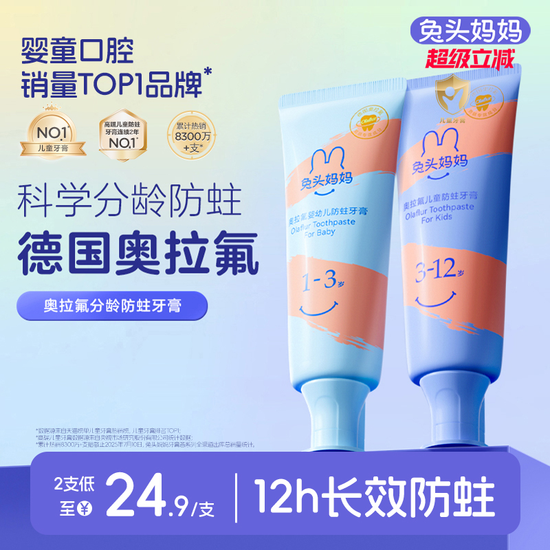 兔头妈妈奥拉氟儿童防蛀牙膏