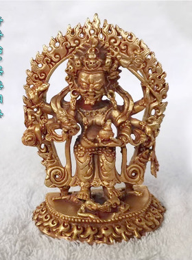 尼泊尔佛像3寸白六臂玛哈嘎拉