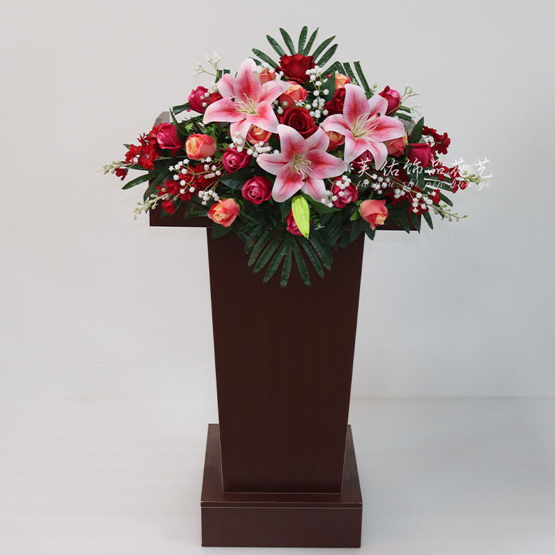 收银讲台会议迎宾区花艺装饰