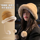 帽子女冬季 加厚毛绒帽东北蒙古帽显脸小保暖渔夫帽冬天护耳盆帽潮