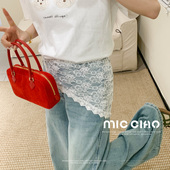 花边蕾丝三角巾屁帘女夏季 白色裙帘叠穿高级感系带不规则短裙围裙