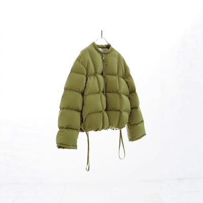 2025平湖霜林蓬蓬格子新款黑绿双色压纹羽绒服外套女