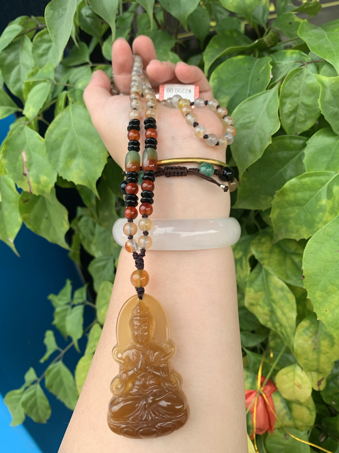 包邮纯天然巴西红玛瑙高冰荧光观音吊坠毛衣链玉髓项链珠男士挂件