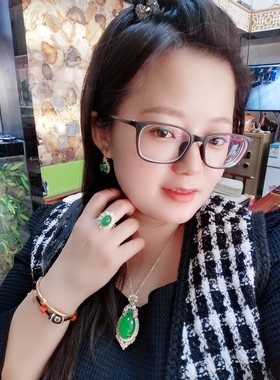 包邮/天然绿玉髓玛瑙镀黄金色镶嵌吊坠项链戒指耳环三件套/蛋面型