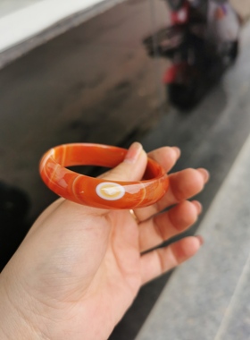 包邮/战国红色缠丝天眼双眼睛玛瑙女款玉髓本命年手镯54圈口中宽