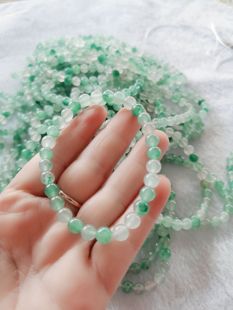 包邮/天然独龙玉非洲翠玉石高冰冰飘花手链散珠圆珠女款男款手串6