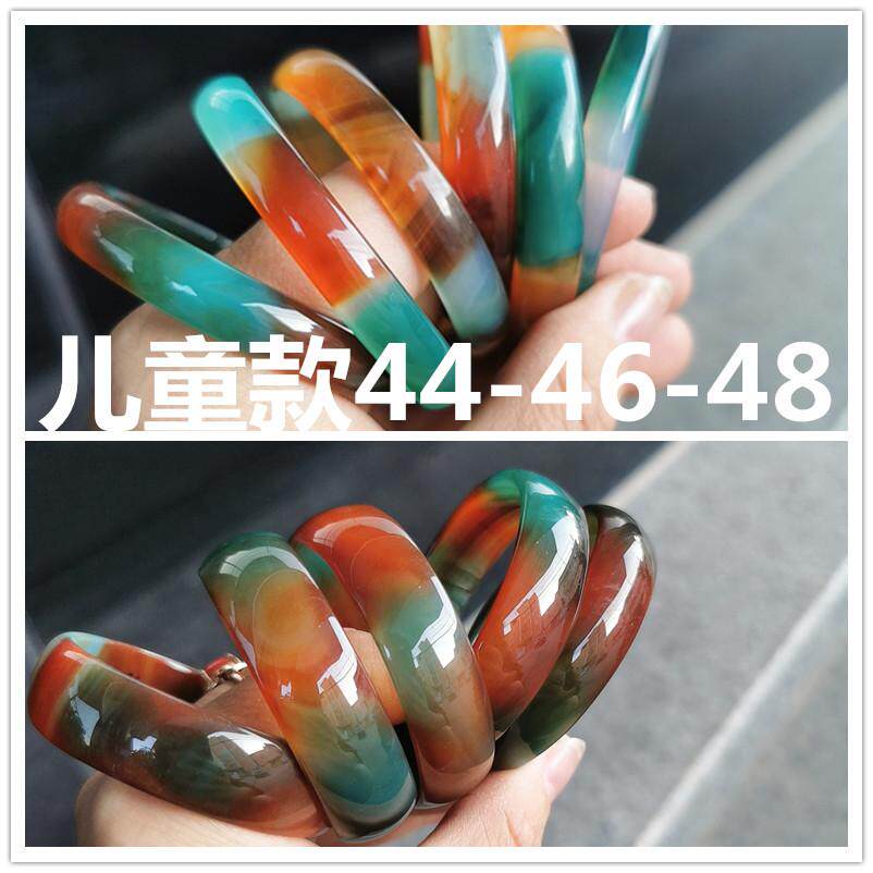 包邮梦幻孔雀七彩薄款玛瑙手镯小圈口细宽玉髓手环儿童女童4446
