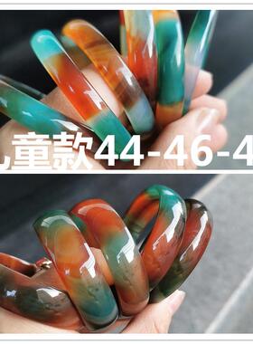 包邮梦幻孔雀七彩薄款玛瑙手镯小圈口细宽玉髓手环儿童女童4446
