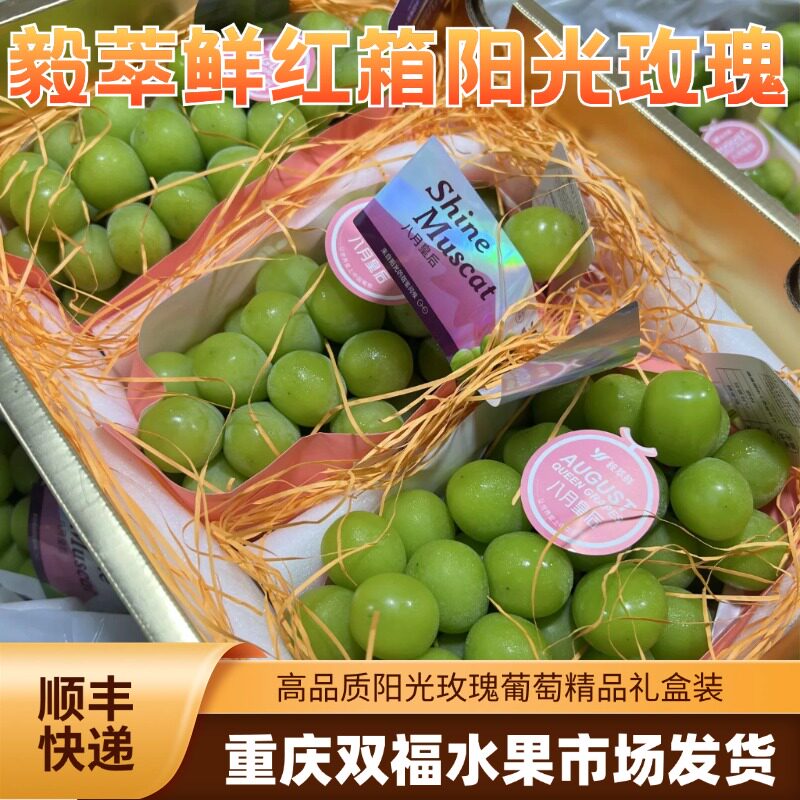 毅萃鲜红箱阳光玫瑰葡萄精品礼盒装高品质水果八月皇后重庆双福