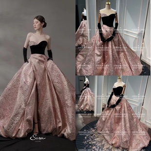 Susucouture 微熏玫瑰新娘抹胸粉色敬酒服晚礼服出租 2022Winter