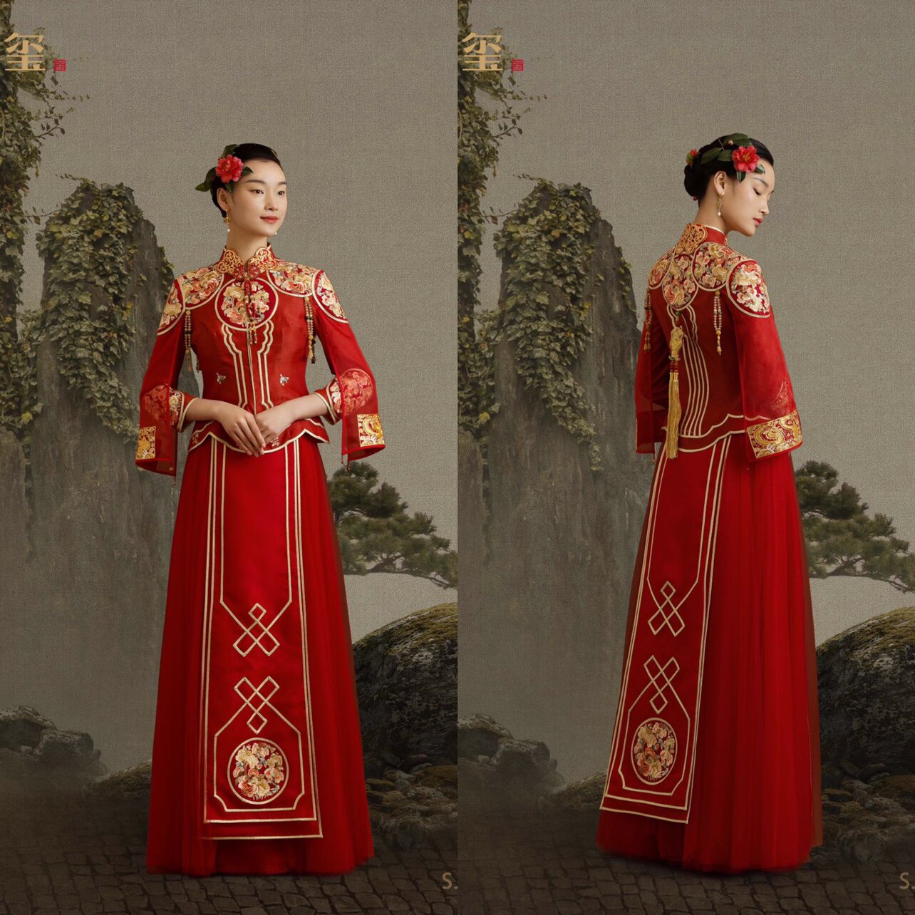 天玺正品锦福禄新娘高定中式婚礼双飞燕秀禾服龙凤褂马来褂