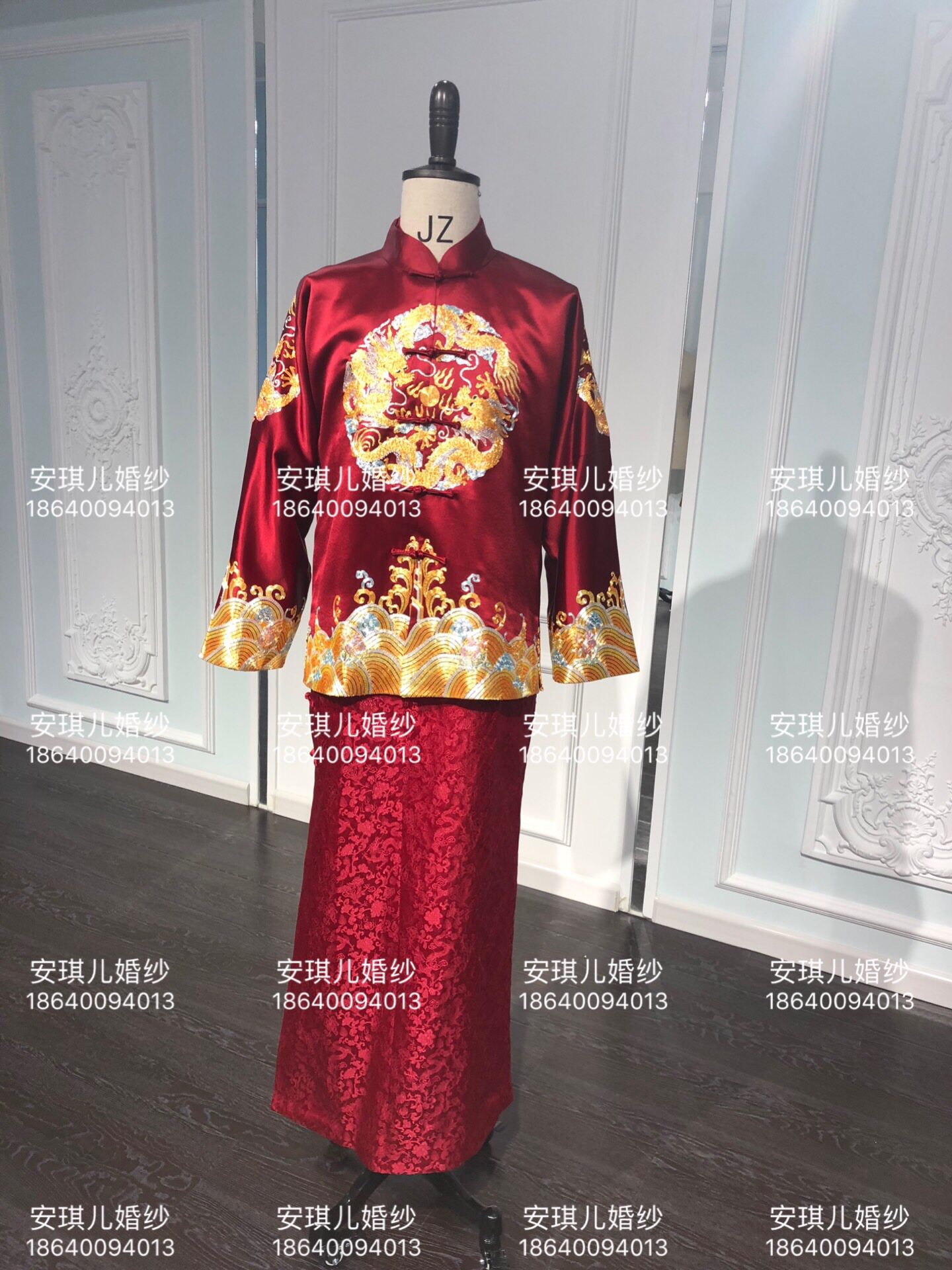 新郎手工刺绣手工盘金绣中式秀禾服男款秀禾服秀禾服长袍马褂唐装