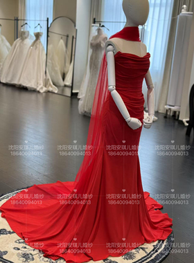 抹胸鱼尾晚礼服结婚敬酒服主持年会演出迎宾礼服calia sweet 正品