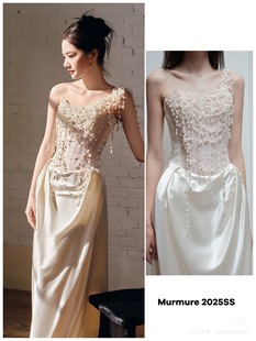 正品murmure凝结婚纱出租高级感珍珠迎宾出门纱缎面婚纱礼服出租