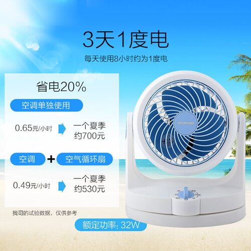 爱丽思IRIS日本空气循环扇家用静音电风扇小型摇头台式涡轮对流扇