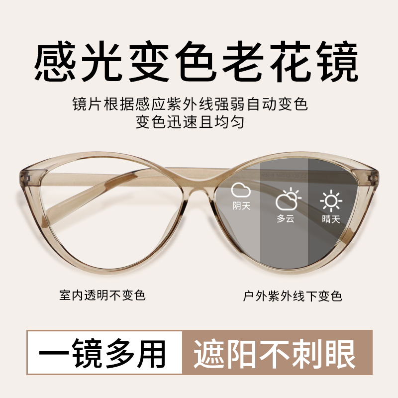 升级款感光变色老花镜墨镜一体