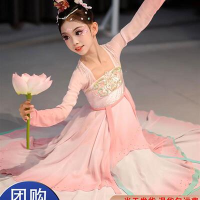 儿童古典舞演出服入莲间表演飘逸服独舞池上戏莲中国舞女艺考纱裙