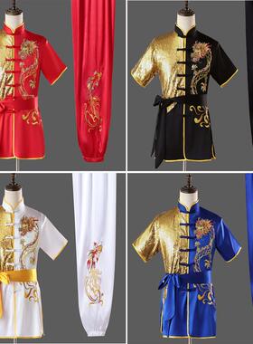 送扇子儿童武术表演服中国风服武馆训练长拳套路演出服青少年武术