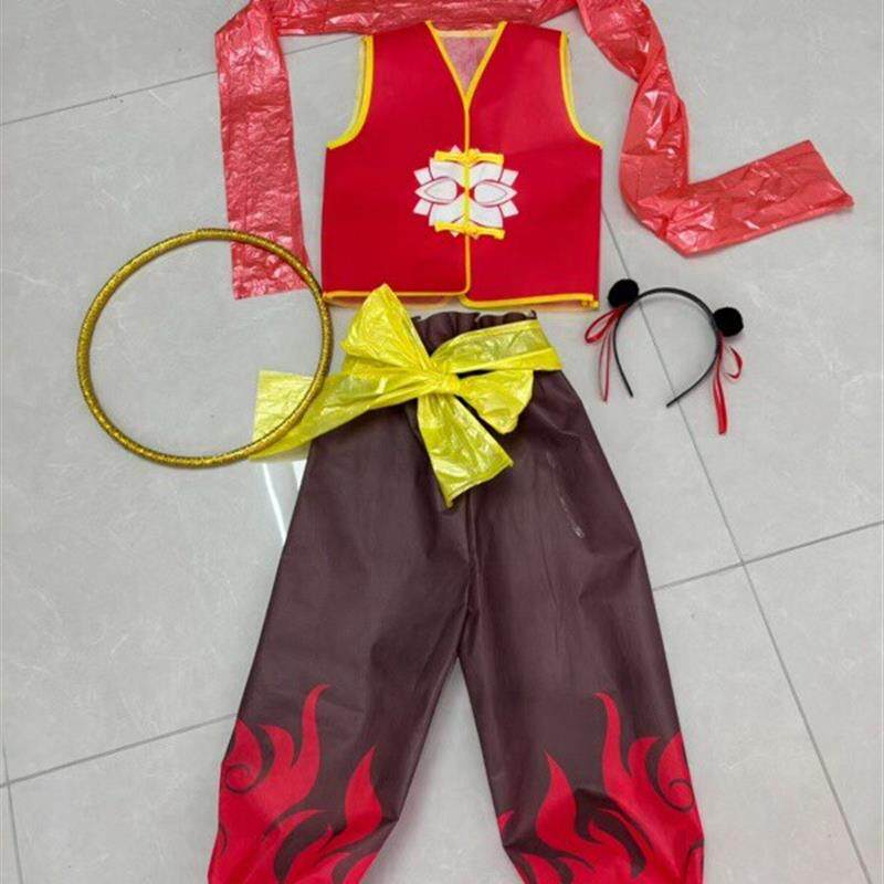 六一儿童环保时装秀手工衣服魔童材料哪咤服装降世diy走秀男童