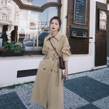 宽松欧美ins秋装 2019流行风衣女长款 过膝英伦风waitmore外套韩版