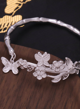 蝴蝶花丛新中式竹节手镯女