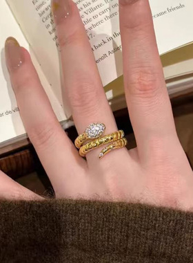 满钻缠绕蛇头灵蛇戒指