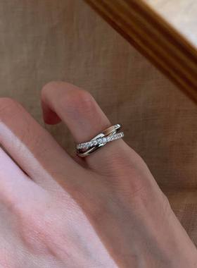 2026年中古满钻三环尾戒女中古风小众设计感小红书爆款指环包邮