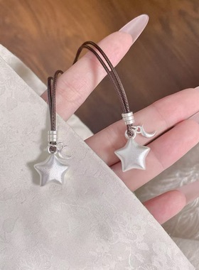 2025年新款折纸星星项链女古法实心星月吊坠气质女友情人节礼物